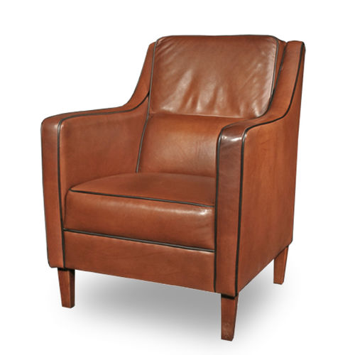 Art Deco armchair - GRIMSBY  - Bendic International - leather / gray / brown