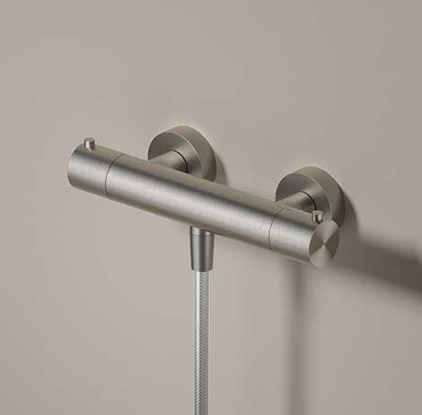 Double-handle shower mixer tap - AR088 - hotbath - wall-mounted / thermostatic / stainless steel