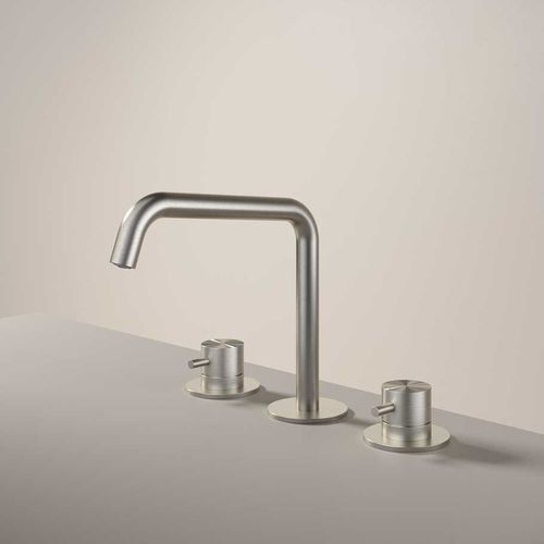 Double-handle washbasin mixer tap - AR033 - hotbath - countertop / stainless steel / bathroom