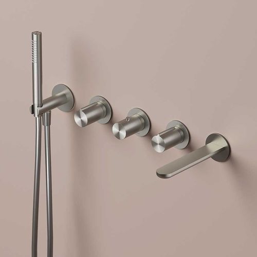 Brushed stainless steel bathtub mixer set - GT7072 - hotbath - built-in / contemporary / brushed