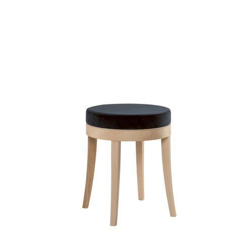 Contemporary stool - BACCO SG03B - New Life Contract - leather / beech / beech base