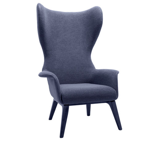 Contemporary armchair - VIVA BE01  - New Life Contract - fabric / plywood / with footrest