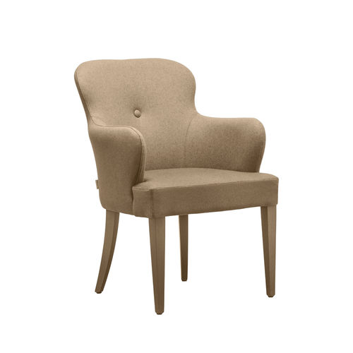 Contemporary chair - EVELYNE BUTTON PO03 - New Life Contract - indoor / fabric / wooden base