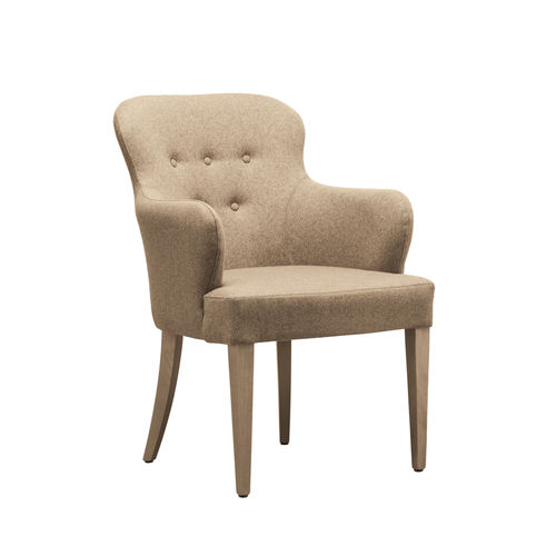 Contemporary chair - EVELYNE BUTTON PO04 - New Life Contract - indoor / fabric / wooden base