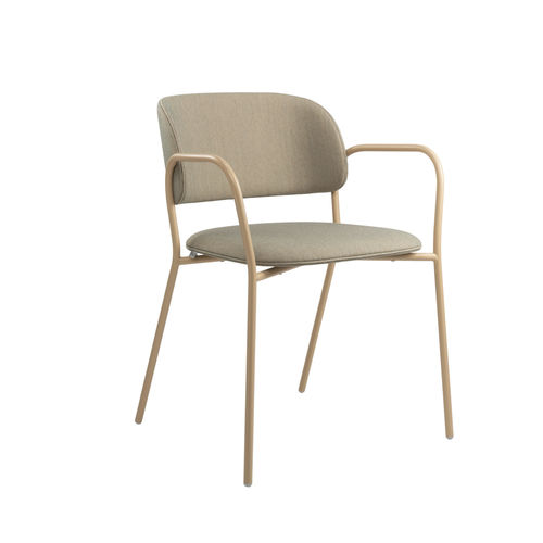 Contemporary dining chair - LALA PO01 - New Life Contract - indoor / fabric / metal base