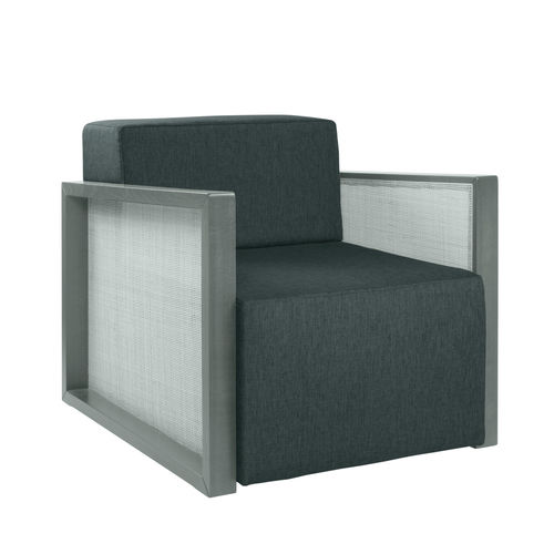 Contemporary armchair - QUADRA PL02 - New Life Contract - fabric / leather / solid wood