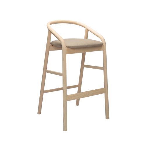 Contemporary stool - ÈLIA SG01 - New Life Contract - leather / fabric / ash base