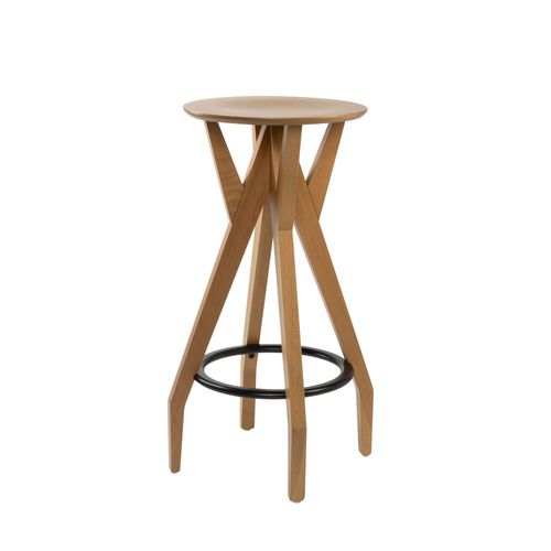 Contemporary bar stool - MARTINA SG01 - New Life Contract - beech / plywood / beech base
