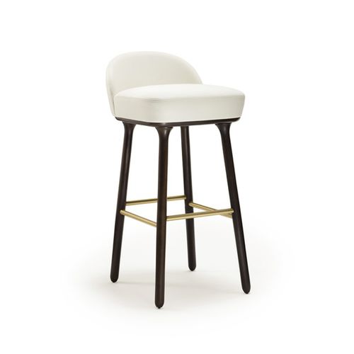 Contemporary bar stool - BEETLEY  - Sé collections - leather / wooden base / upholstered
