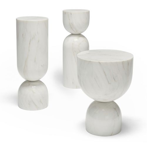 Contemporary side table - TIME PIECE - Sé collections - marble / round / home