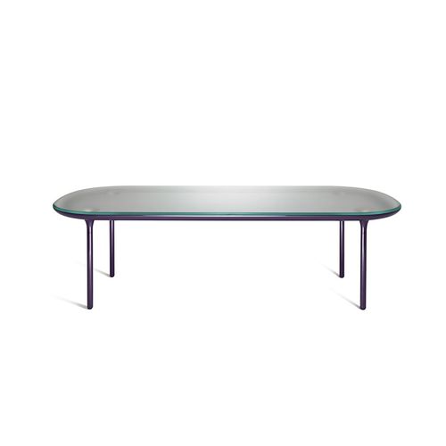 Contemporary dining table - FLUTE - Sé collections - glass / lacquered steel / rectangular