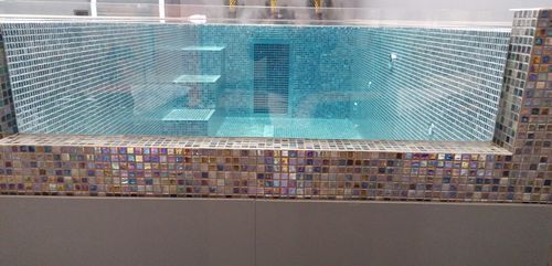 Above-ground swim spa - Tilestone Pools one piece tiled pools - rectangular / multiplace / mosaic