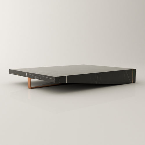 Contemporary coffee table - RUNA - Roig - art & design - - marble / lacquered metal steel base / marble base