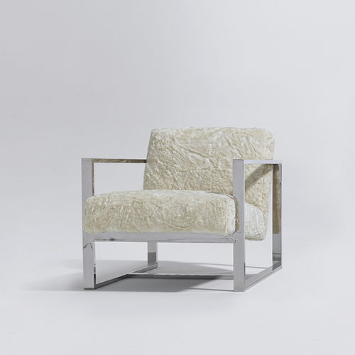 Contemporary armchair - OLIVER - MHR - fabric / polished stainless steel