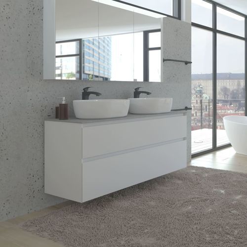 Double washbasin cabinet - LOFT - UAB KAME - wall-hung / MDF / Corian®