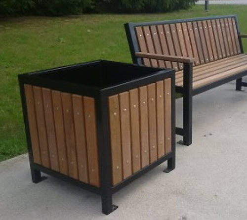 Hardwood planter - REGENCY - PARIS Site Furnishings - Outdoor Fitness - steel / recycled plastic / rectangular