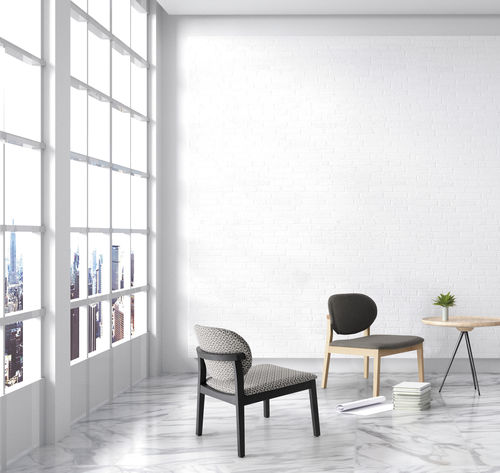 Contemporary fireside chair - PAOLA - Casual Home & Contract - fabric / beech / gray