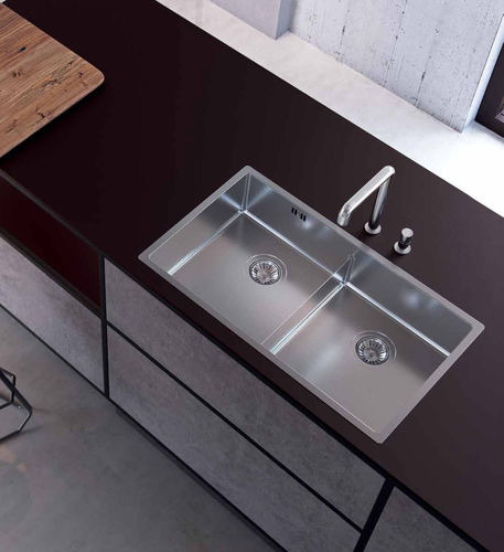 Double kitchen sink - Fratelli TASCA - without drainboard / stainless steel / undermount