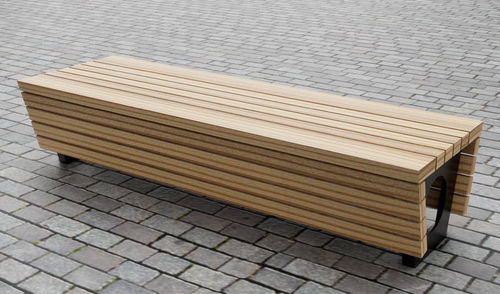Contemporary public bench - THE PORT - CHRIS NANGLE - oak / hardwood / iroko