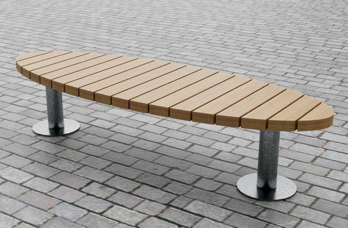 Contemporary public bench - THE SKATE - CHRIS NANGLE - oak / hardwood / iroko