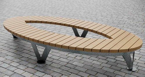 Contemporary public bench - SKATE  - CHRIS NANGLE - oak / hardwood / iroko