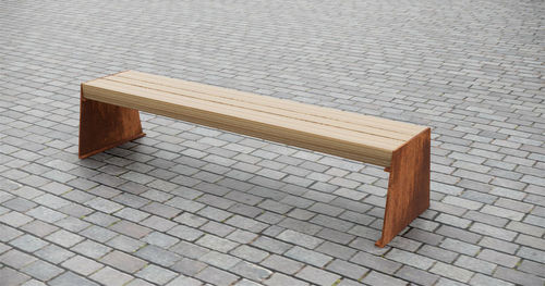 Contemporary public bench - THE SLAB SIDE - CHRIS NANGLE - oak / hardwood / iroko