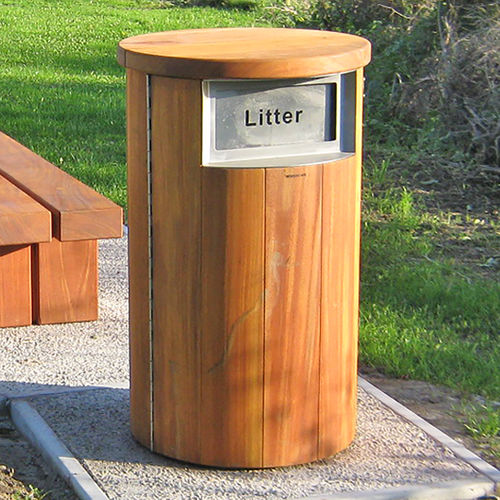Public trash can - LBR 90 - Woodscape. - wooden / with lid / contemporary