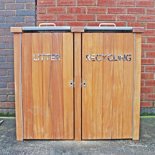 Public trash can - LBSH 112 - Woodscape. - recycling / stainless steel / wooden