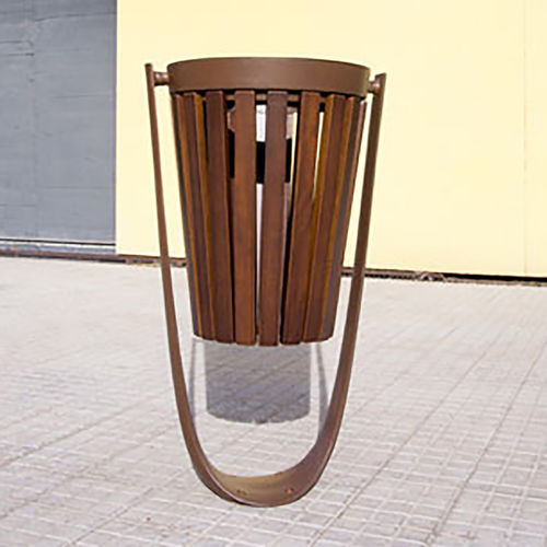 Public trash can - CITIZEN  - Woodscape. - galvanised steel / wooden / contemporary