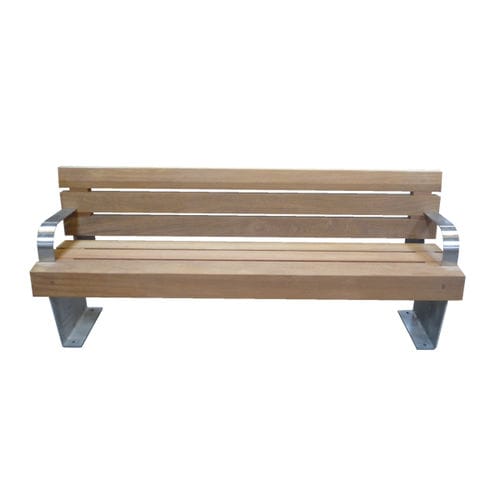 Contemporary public bench - STRATFORD - Woodscape. - wooden / galvanised steel / stainless steel