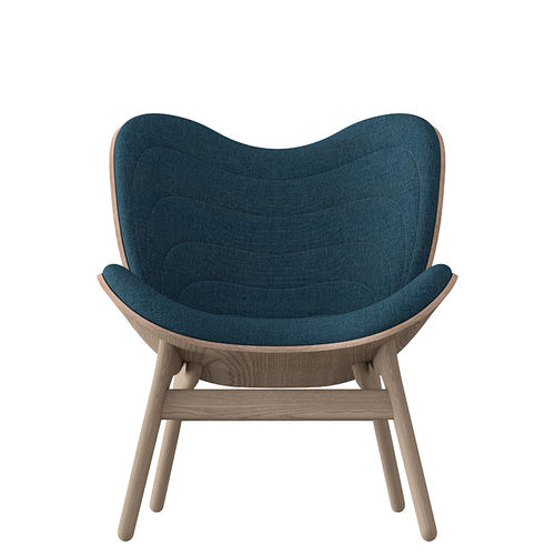 Contemporary fireside chair - A CONVERSATION PIECE - Umage - fabric / wood veneer / oak