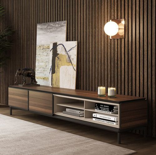Contemporary TV stand - BARBICAN - Praddy Unipessoal lda - swivel / with DVD player shelf / metal
