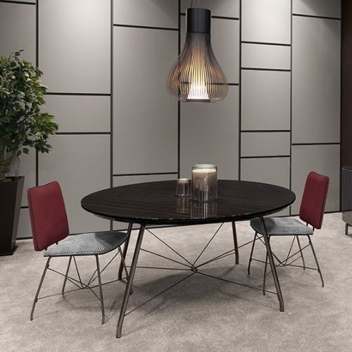 Contemporary dining table - ORCHARD - Praddy Unipessoal lda - copper / steel base / round