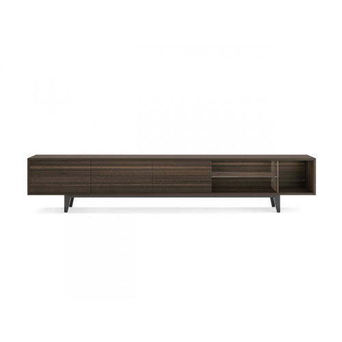 Contemporary TV stand - CHICAGO - Praddy Unipessoal lda - with shelves / glass / wood veneer