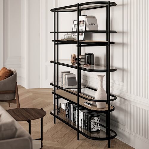 Free-standing bookcase - CELLO - Praddy Unipessoal lda - contemporary / metal / rattan