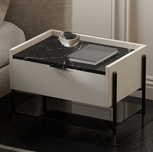 Minimalist design bedside table - BATON I - Praddy Unipessoal lda - metal / metal base / rectangular