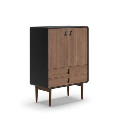 Contemporary bar cabinet - SOPRANO - Praddy Unipessoal lda - wooden / leather / walnut