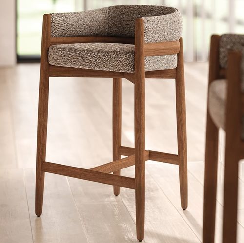 Contemporary bar stool - SOPRANO - Praddy Unipessoal lda - fabric / velvet / powder-coated steel base