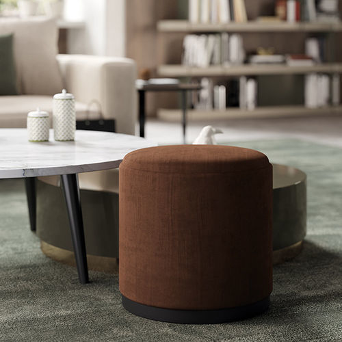 Contemporary pouf - MILLER I - Praddy Unipessoal lda - fabric / round / upholstered
