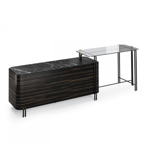 Contemporary table - NT042 - Praddy Unipessoal lda - wooden / glass / metal base