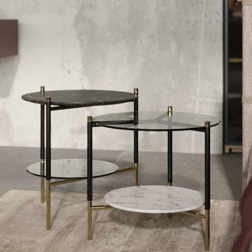 Contemporary nesting tables - BATON I - Praddy Unipessoal lda - steel / glass / steel base