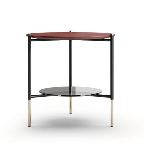 Contemporary side table - BATON III - Praddy Unipessoal lda - stainless steel / marble / stainless steel base