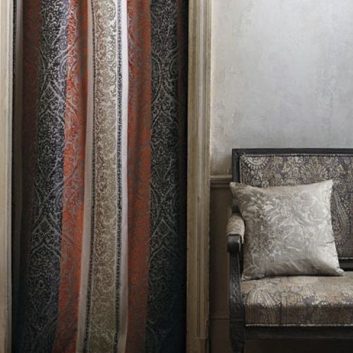 Curtain fabric - ASTRATTO : PASHA - BLACK EDITION - striped / cotton / viscose