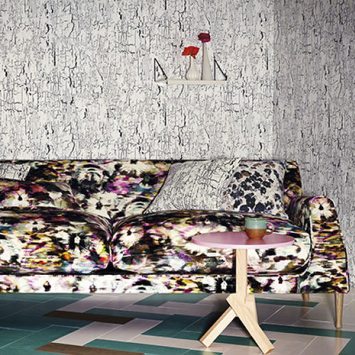 Upholstery fabric - KANSAI : KANSAI VELVET - BLACK EDITION - patterned / polyester / cotton