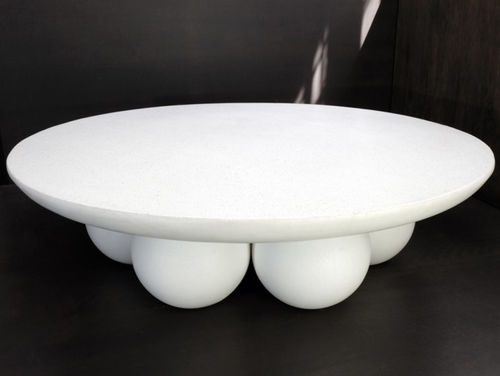 Contemporary coffee table - PIEDI - ALENTES - engineered stone / engineered stone base / round
