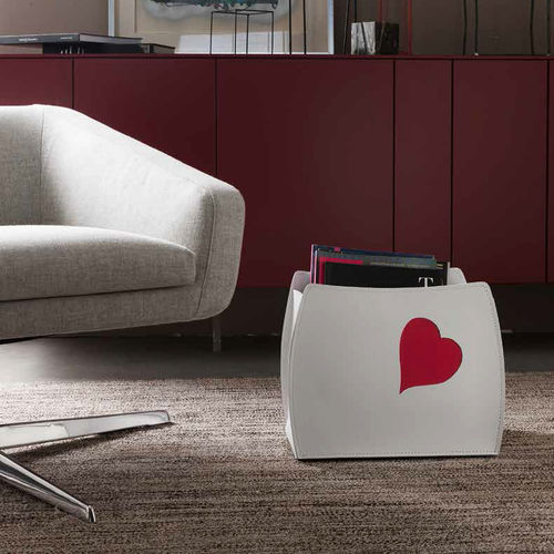 Contemporary magazine rack - BEATRICE - Limac Design® - home / leather / white