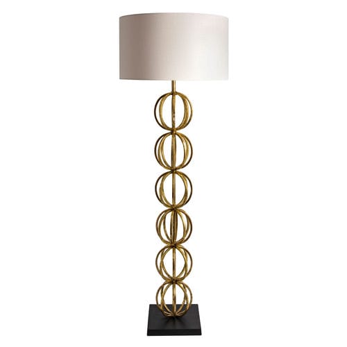 Floor-standing lamp - ROLLO - Heathfield and Comapny - bronze / linen / gold