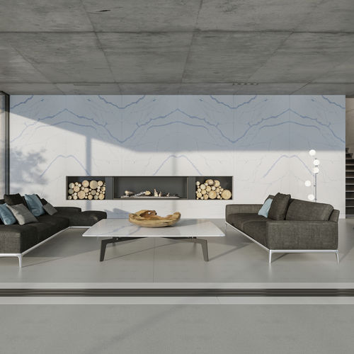 Engineered stone tile - SERENITY CRYSTAL CALACATTA AMNIS - Technistone a.s. - polished / indoor / wall
