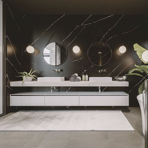 Bathroom tile - SERENITY POETIC BLACK - Technistone a.s. - wall / engineered stone / rectangular
