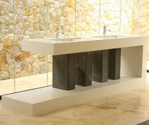 Double vanity top - NOBLE SUPREME WHITE - Technistone a.s. - engineered stone